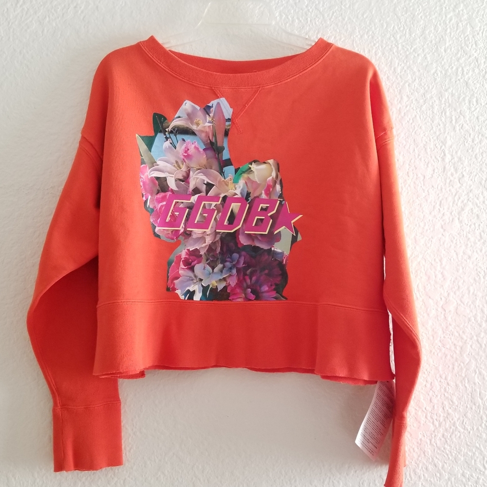 Golden Goose Floral Print Orange Sweatshirt Size S Small